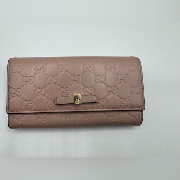 Gucci Pink Embossed Leather Long Wallet In Pristine Condition Rose Pink - Picture 15 of 16